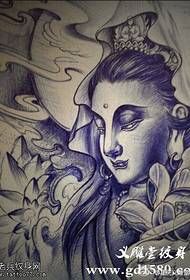 Poza manuscrisă tradițională a tatuajului de lotus din Buddha oferită de show-ul tatuaj