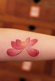 Arm pink flower tattoo pattern