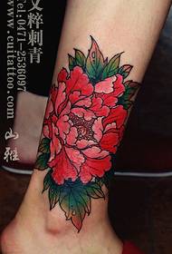 Peony tattoo pattern on the ankle