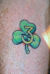 Number and clover tattoo pattern