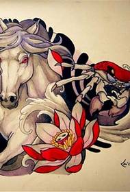 Makulay na unicorn lotus tattoo manuskrito na larawan