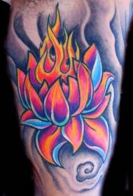 Patrón de tatuaxe de loto de cor brazo masculino