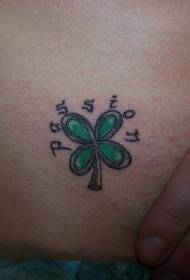 Simple lucky four-leaf clover tattoo pattern