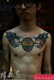 Boy's front chest super handsome death flower tattoo pattern