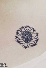 Chest black and gray lotus tattoo pattern