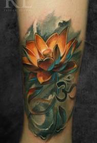 Wspaniały kolorowy wzór tatuażu lotosu