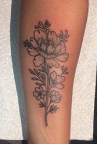 Školák paže na černé prick jednoduché linie rostlin květ tetování obrázek