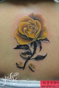 Terug tattoo-patroon: terug geel roos tattoo-patroon