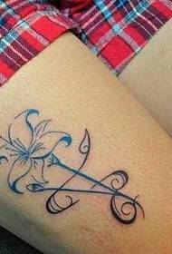 Leg line lily tattoo pattern