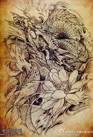 Klassisk dragon totem lotus tatuering mönster