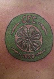 Green round four-leaf clef alphabet number tattoo pattern