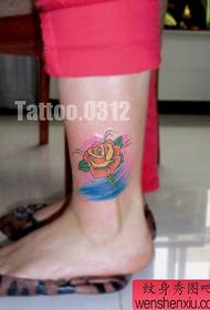 Girl legs fashion European and American style rose tattoo pattern