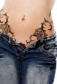 Beauty waist rose vine tattoo pattern