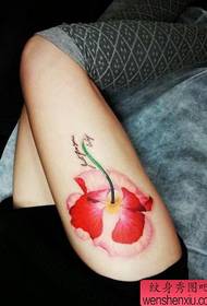 Magagandang pattern ng tattoo ng poppies tattoo para sa magagandang binti ng kababaihan