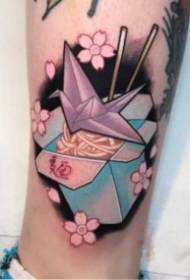 Creative tattoo with cherry blossoms and school animal head
