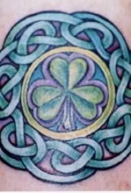 Celtic knot with green clover tattoo pattern