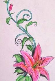 Floral Tattoo Pattern: Colorful Lily Tattoo Pattern