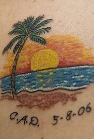 Patró colorit de tatuatge d'arbres hawaians