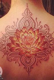 Back red lotus tattoo pattern