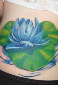 Taille blauw waterlelie tattoo patroon