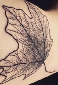 Schoolboy arm on black point thorn abstract line plant maple leaf tattoo picture