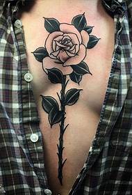 Chest a thorn rose tattoo pattern