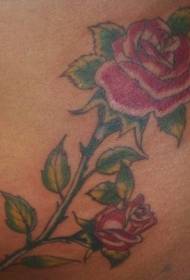 လည်ပင်းအရောင်လက်တွေ့ကျနှင်းဆီ tattoo ပုံစံ