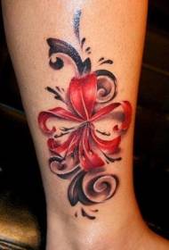 Realistic red lily tattoo pattern