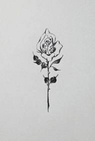 Black line sketch simple beautiful rose tattoo manuscript