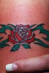 手臂顏色紅玫瑰臂章紋身圖案
