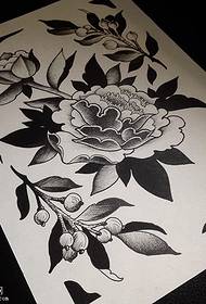 skicë Dorëshkrimi i modelit të tatuazheve të luleve peony