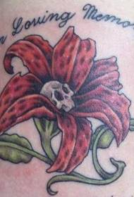 Shoulder colored flowers with English tattoo pattern