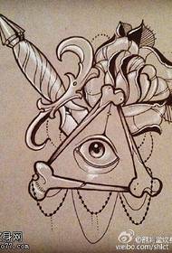 Nedokončený vzor tetování Dagger Rose God Eye