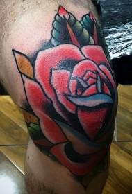 Legs old school colored rose tattoo pattern