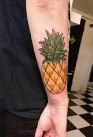 Guttearmer malt geometriske enkle linjer Kreativ frukt ananas tatoveringsbilde