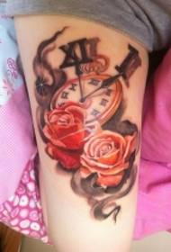 Nice looking rose pocket watch tattoo pattern