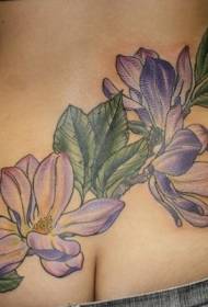 ခါးသဘာဝအရောင်ခရမ်းရောင်ပန်းပွင့် tattoo