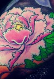 Arm colored funny peony flower tattoo pattern