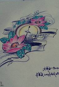 Color compass flower tattoo manuscript pattern