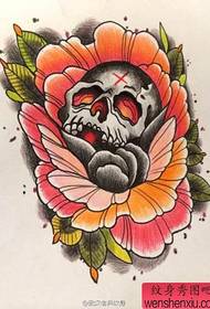歐美彩色骷髏玫瑰紋身紋身作品