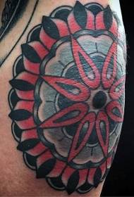Brazo patrón de tatuaxe de flores de cores antigas