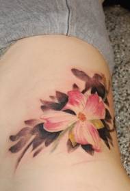 Waist pink hawthorn flower tattoo pattern