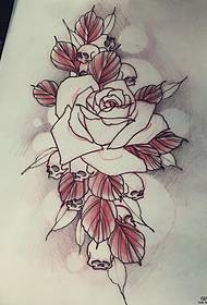 Přizpůsobený lebka růže školní tetování rukopis