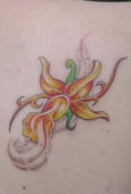 Female shoulder yellow orchid tattoo pattern