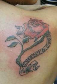 Photo de tatouage rose rouge Memento mori couleur épaule