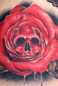 Leg color red rose and tattoo picture