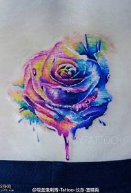Back of a watercolor rose tattoo pattern