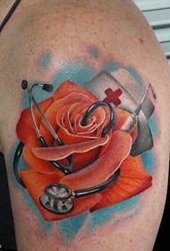 Ručni kreativni uzorak tetovaže ruža