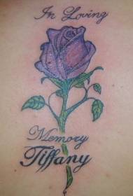 Back colored purple roses commemorative tattoo pattern