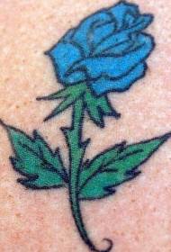 Blauw cartoon roos tattoo patroon